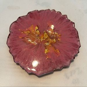 Gold leaf pink coaster